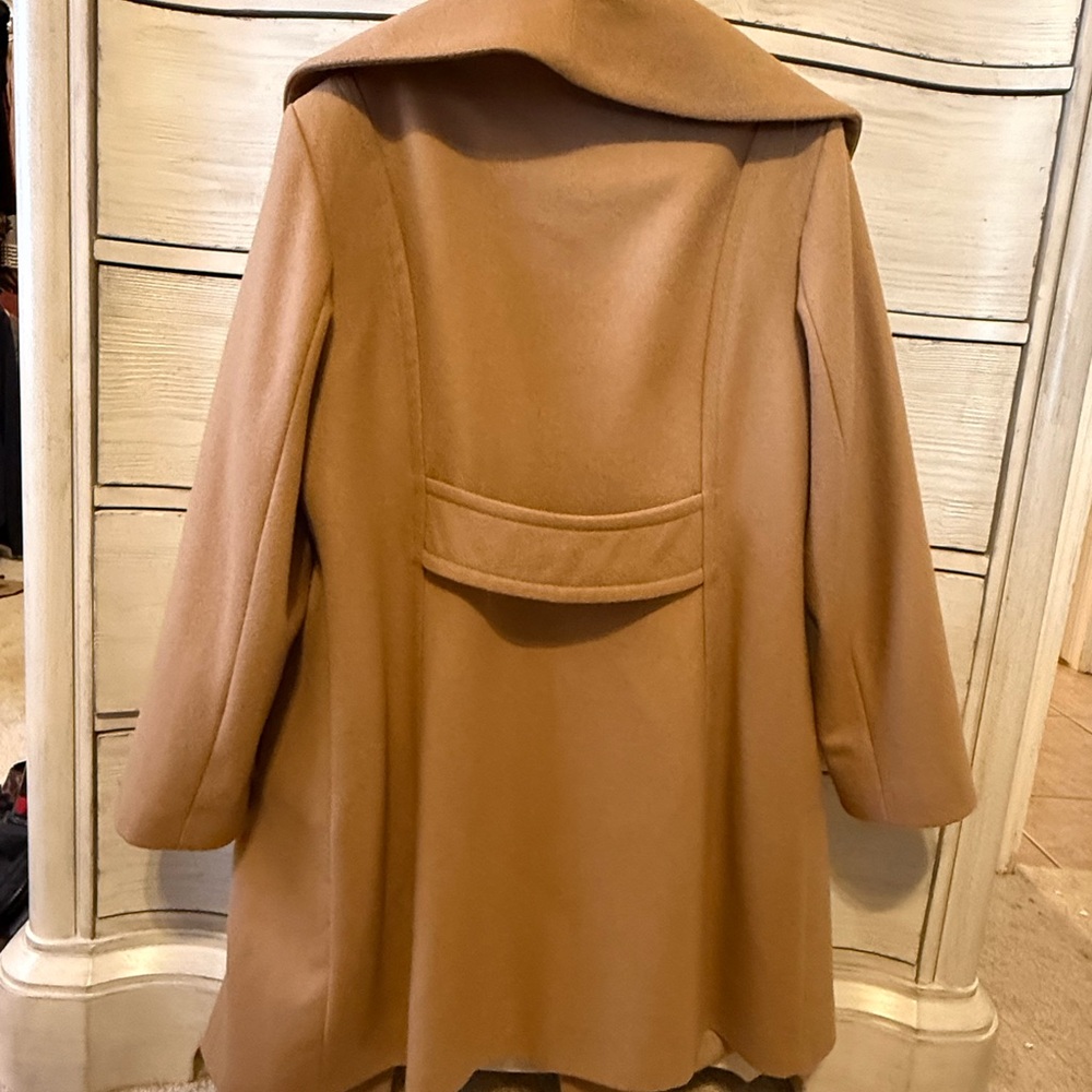 Anne Klein Camel Pea Coat with Wide Collar